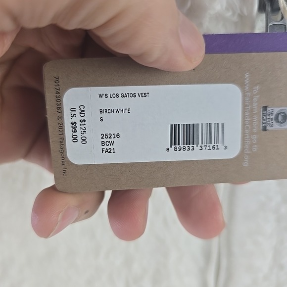 Patagonia Vest Women Small Birch White Los Gatos Sherpa Fleece Full Zip Logo NWT - Picture 4 of 8